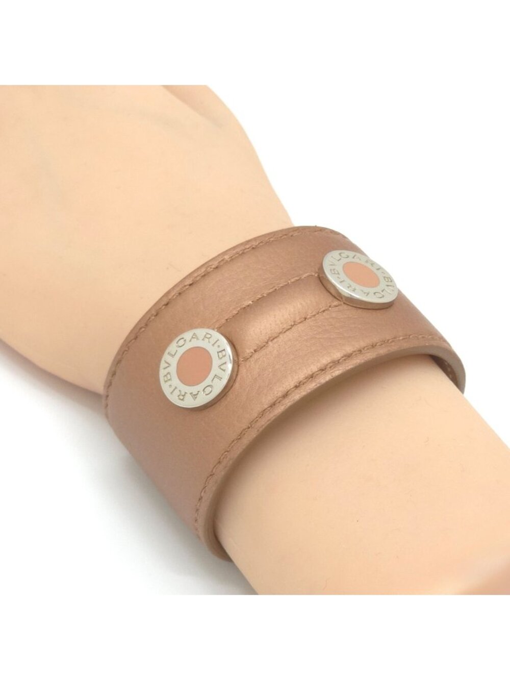 Bvlgari Leather Bangle Bracelet 17 Beige Blanc Color Card Trifold Envelope